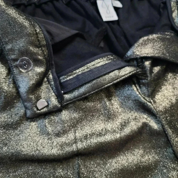 Joie Pant wide Leg Coated Black Polish Gold Size 4 back waistband Elastic NWT - Picture 12 of 12